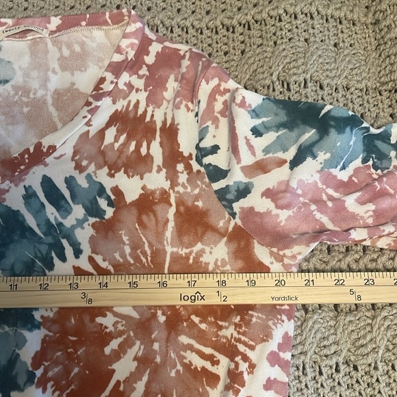 Twenty Second Tunic Tie-dye long sleeve tie waist top women’s sz‎ L Rust & green - Picture 5 of 11